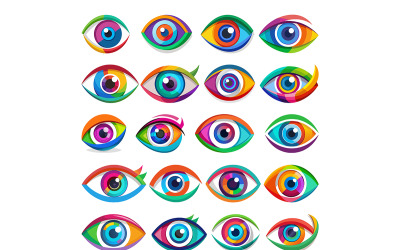 Eye icon with vector art style bundle