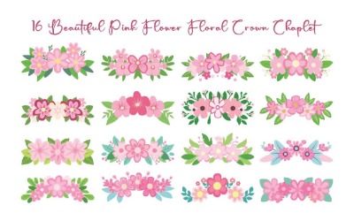 16 vackra rosa blommor blommig krona Chaplet