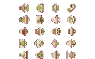 Phone-volume icon with colored outline style bundle