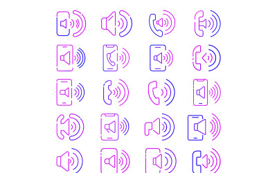 Phone-volume icon with gradient outline style bundle