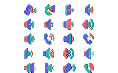 Phone-volume icon with offset doodle style bundle