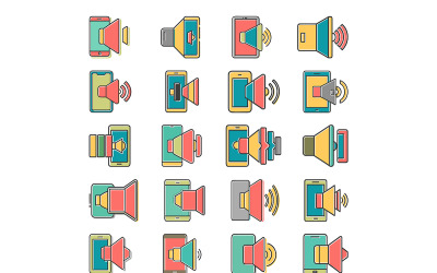 Phone-volume icon with offset fill style bundle