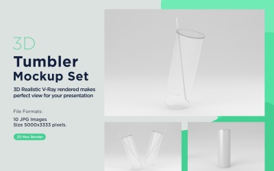 10 Tumbler Drinking Jar Mockup 3d Render Set 01