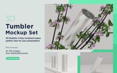 10 Tumbler Drinking Jar Mockup 3d Render Set 03