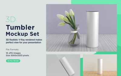 10 Tumbler Drinking Jar Mockup 3d Render Set 05