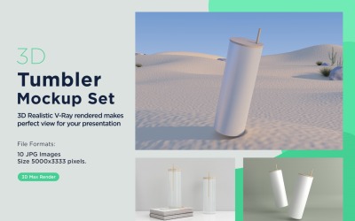 10 Tumbler Drinking Jar Mockup 3d Render Set 07