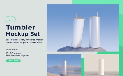 10 Tumbler Drinking Jar Mockup 3d Render Set 08