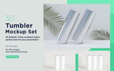 10 Tumbler Drinking Jar Mockup 3d Render Set 09