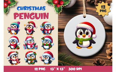 Pinguino di Natale. Clipart, PNG.