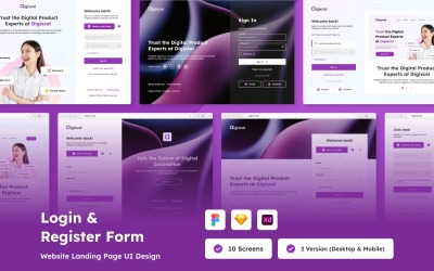 Rengör inloggning och registreringsformulär UI Kit - webb och mobil
