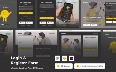 现代登录和注册表单 UI 套件 - Web 和移动