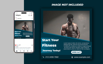 Yoga Fitness Gym Promotional Social Media PSD Raster Banner Template - Template 19