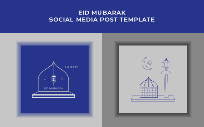 Eid Mubarak and Eid ul Fitr Social Media Post Design Template 2