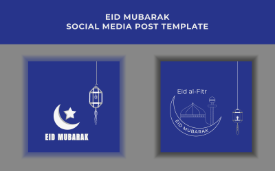 Eid Mubarak and Eid ul Fitr Social Media Post Design Template 3