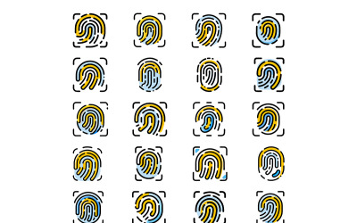 Fingerprint icon with broken line style bundle