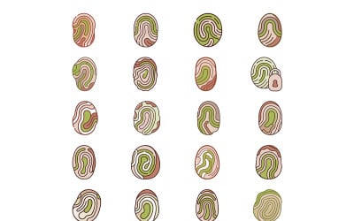 Fingerprint icon with colored outline style bundle