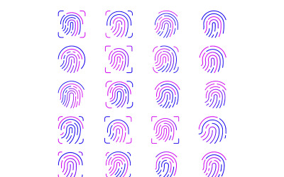 Fingerprint icon with gradient outline style bundle