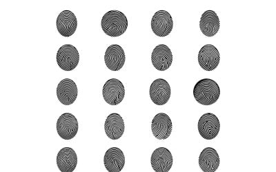 Fingerprint icon with linocut style bundle