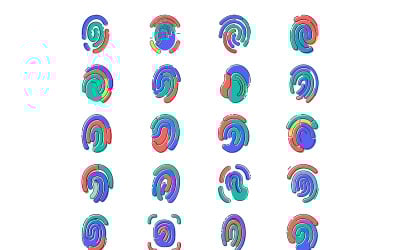 Fingerprint icon with offset doodle style bundle