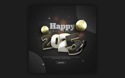 Happy New Year 2025 Social Media Post  Template