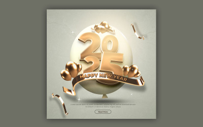 Happy New Year  2025 Social Media Post Template