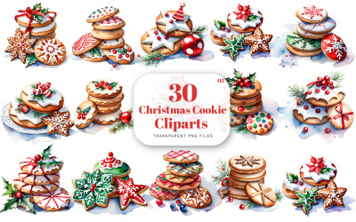 Clipart di biscotti di Natale ad acquerello, Clipart di pan di zenzero, Clipart di dolci, Clipart festivo