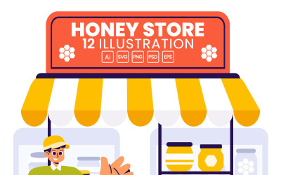 12 Sweet Honey Store illusztráció