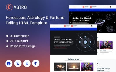 Astro – šablona vstupní stránky horoskopu, astrologie a věštění