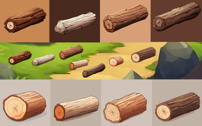 Confezione da 8 tronchi di legno da gioco