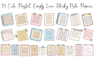 24 schattige pastelkleurige lege lijn plaknotitiepapier
