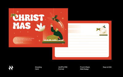 Kırmızı Degrade Noel Tebrik Kartı