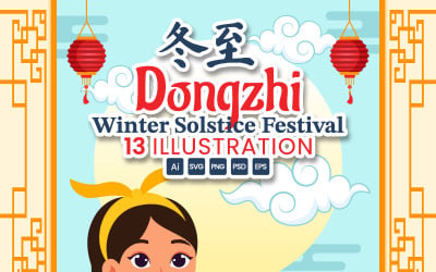 13 Dongzhi ou illustration vectorielle du festival du solstice d&amp;#39;hiver