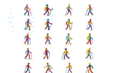 Person walking with cane icon vector art style bundle