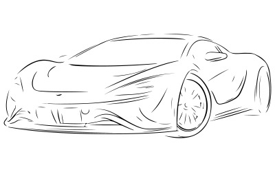 Een lijntekening van een sportwagen