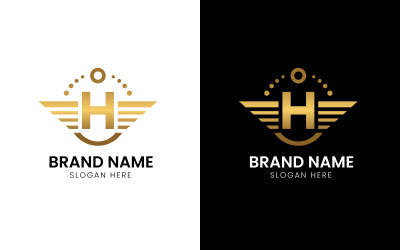 Letter H luxury wing logo-11-533