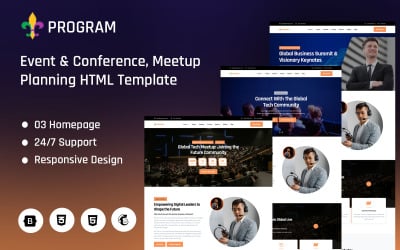 Modèle HTML de page d&amp;#39;accueil pour programmes, événements, conférences et rencontres
