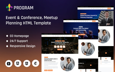 Programma – HTML-sjabloon voor de landingspagina van evenementen, conferenties en meetups