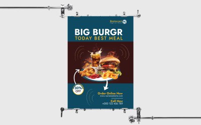 Modèle d&amp;#39;affiche commerciale promotionnelle de Hot Burger