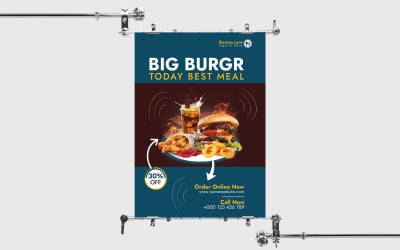Sıcak Burger Promosyon ticari yiyecek Poster şablonu