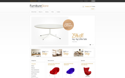 Modelo VirtueMart para loja de móveis minimalistas