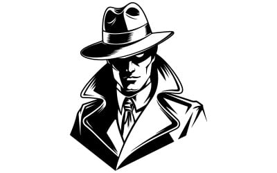 Mysterious detective wearing a coat illustration