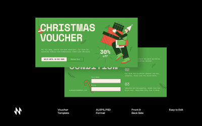 Шаблон подарочного сертификата Green Christmas
