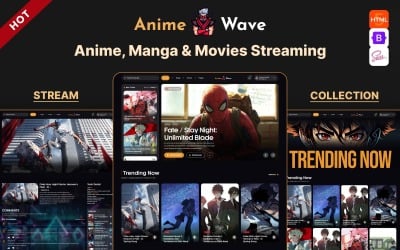 Anime Wave - Plantilla HTML para sitio web de películas de anime, manga y K-Pop