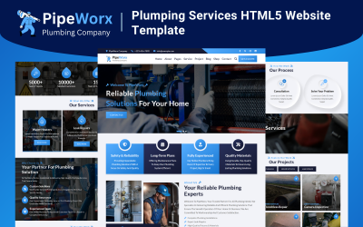 PipeWorx – Modelo de site HTML5 para serviços de encanamento