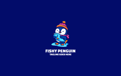 Fishy Penguin Simple Mascot Logo