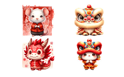 可爱的中国农历新年剪贴画