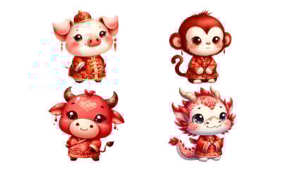 Zwierzę zodiakalne, lunarny nowy rok clipart