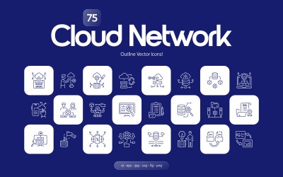 Moderne cloudnetwerkpictogrammen