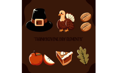 Turkey Set with Thanksgiving Elements