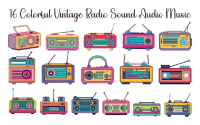 16 Colorful Vintage Radio Sound Audio Music
